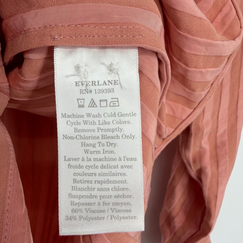 Everlane City Stripe Shirt Pink Tonal Stripe Button Down Raglan Sleeve Rose 10 - Picture 6 of 10